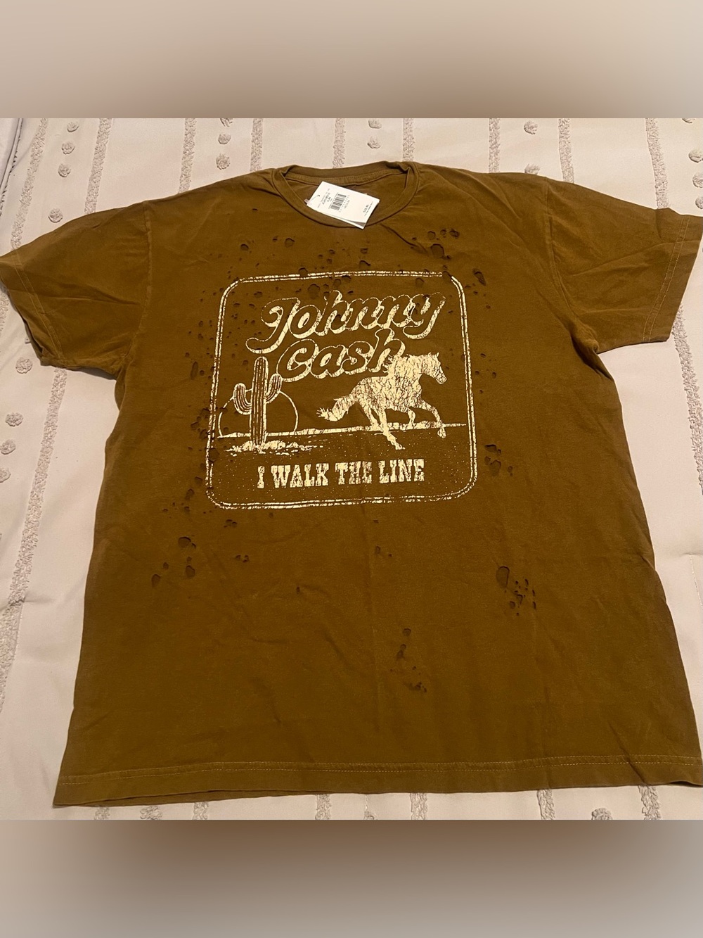 Ash Brown Johnny Cash 'I Walk The Line' Short Sleeve Tee
